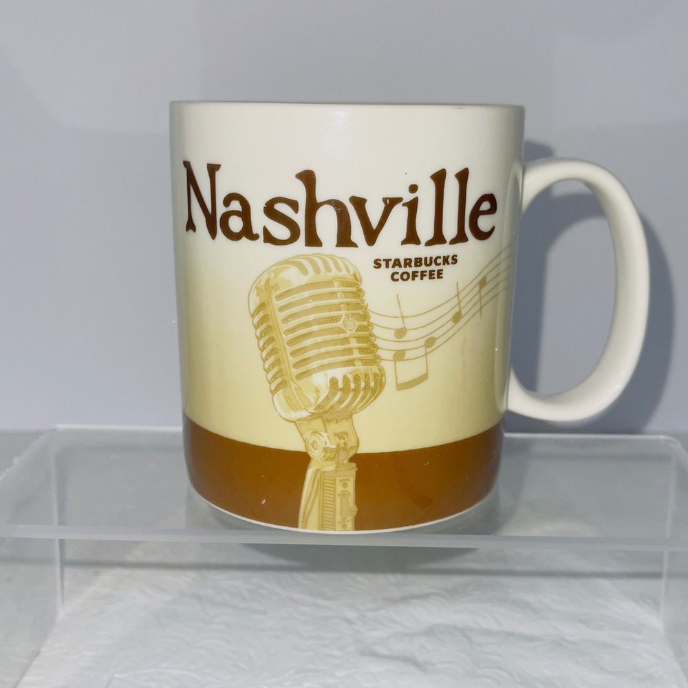 Starbucks Nashville Collector Series Mug 16oz Brown Cream Microphone Skyline*